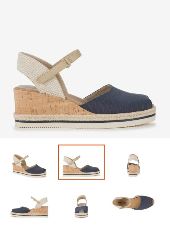 BareTraps Shoes - BARETRAPS-NEW IN BOX- Navy Canvas and Beige Cork Wedge Sandals